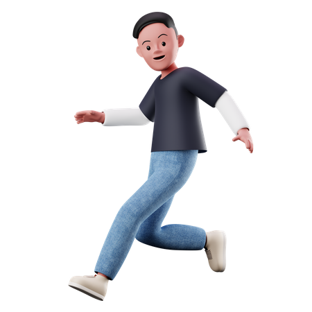 Young Boy With Running And Jumping Pose  3D Icon