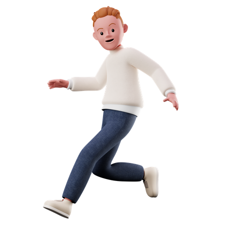 Young Boy With Running And Jumping Pose  3D Illustration