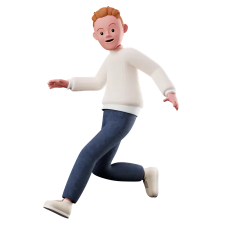 Young Boy With Running And Jumping Pose  3D Illustration