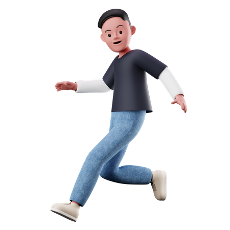 Young Boy With Running And Jumping Pose  3D Illustration