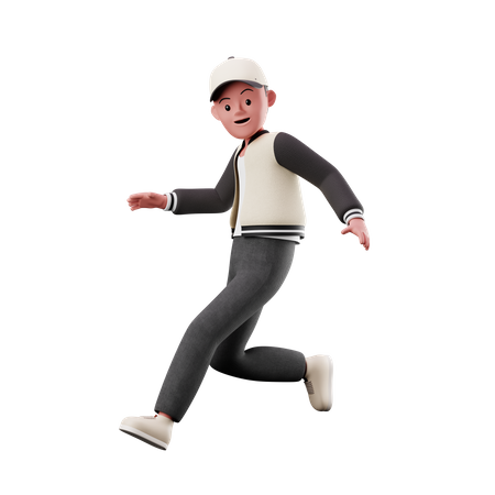 Young Boy With Running And Jumping Pose  3D Illustration