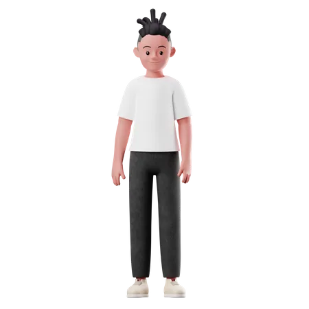 Young Boy With Standing Pose  3D Illustration