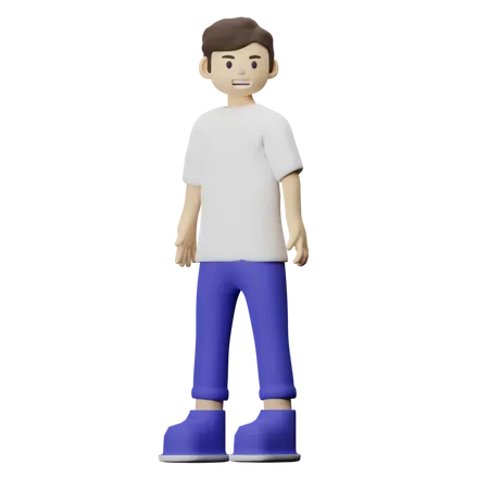 Young Boy With Standing Pose  3D Illustration