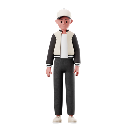 Young Boy With Standing Pose  3D Illustration