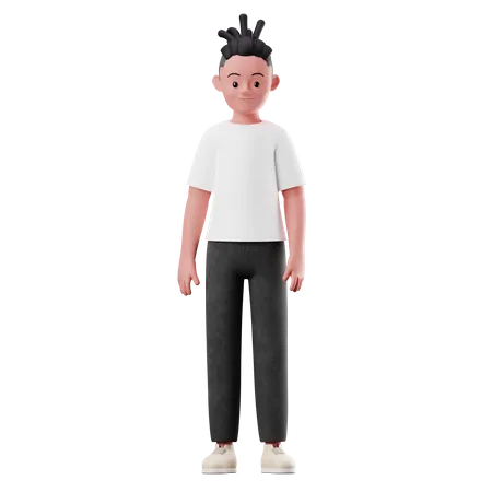 Young Boy With Standing Pose 3D Illustration