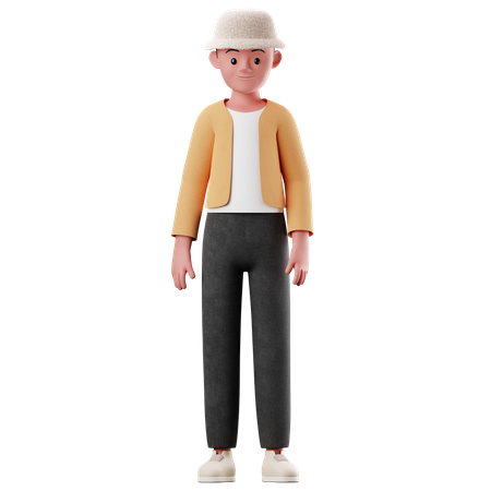 Young Boy With Standing Pose 3D Illustration