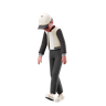 man in tired walk pose 3d illustration