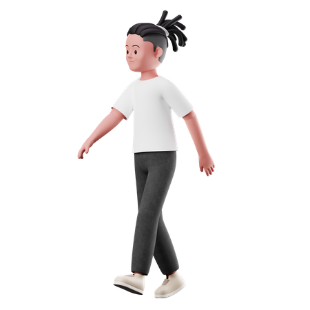 Young Boy With Walking Pose  3D Illustration