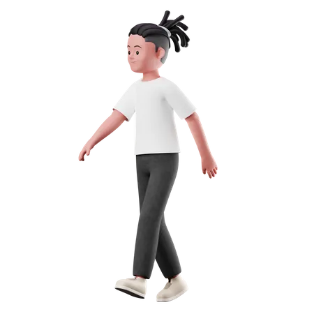 Young Boy With Walking Pose  3D Illustration