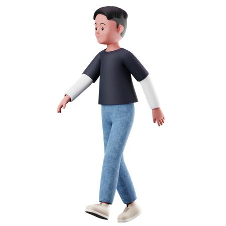 Young Boy With Walking Pose  3D Illustration