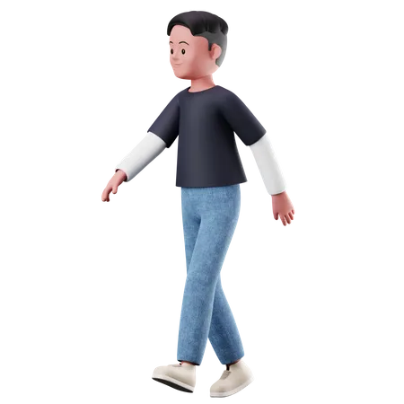 Young Boy With Walking Pose  3D Illustration