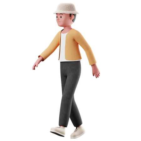 Young Boy With Walking Pose  3D Illustration