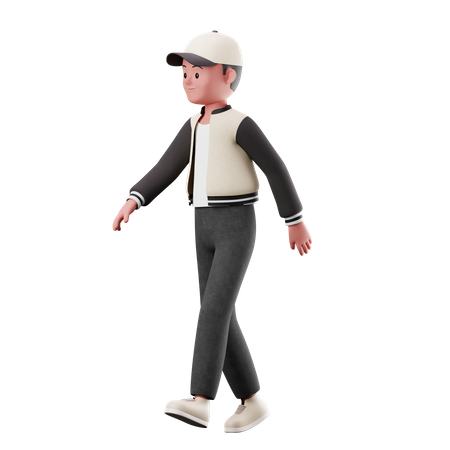 Young Boy With Walking Pose  3D Illustration