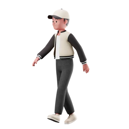 Young Boy With Walking Pose  3D Illustration