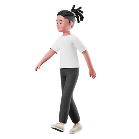 Young Boy With Walking Pose 3D Illustration