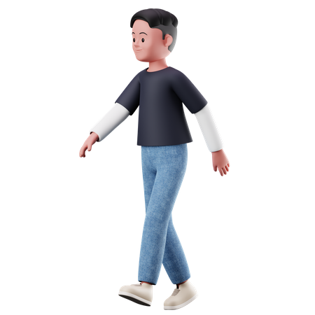 Young Boy With Walking Pose 3D Illustration