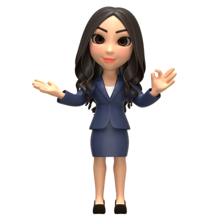 Young Business Girls Ok Gesture  3D Illustration