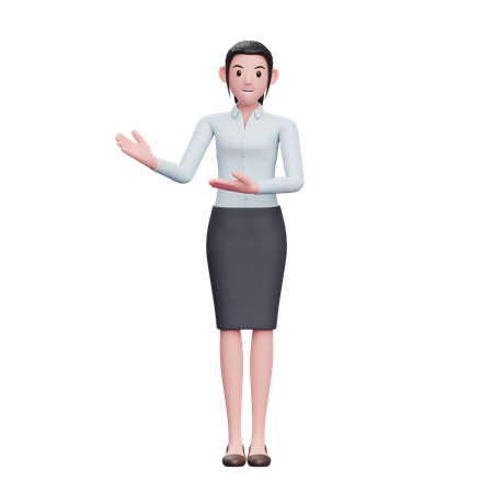 Young Business Woman Presenting  3D Illustration