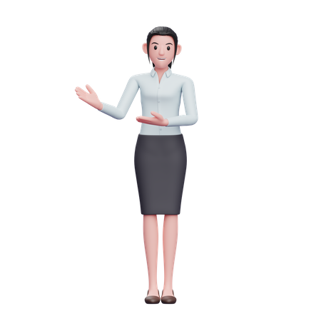 Young Business Woman Presenting 3D Illustration