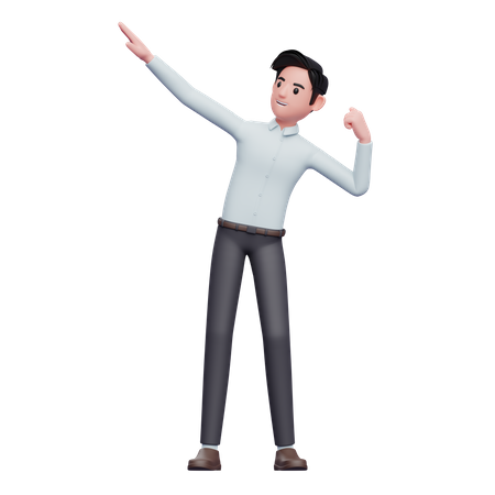 Young businessman celebrating victory with dancing  3D Illustration