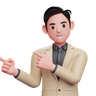 businessman pointing to left 3d
