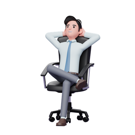 Young businessman sitting on a chair and thinking  3D Icon