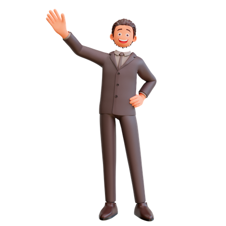 Young businessman waving  3D Illustration