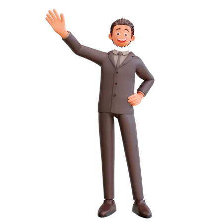 Young businessman waving  3D Illustration