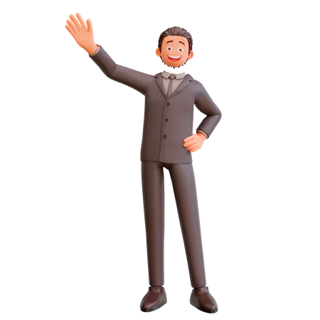 Young businessman waving 3D Illustration