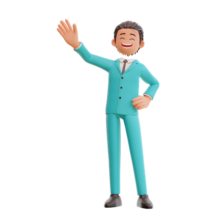 Young businessman waving hand  3D Illustration