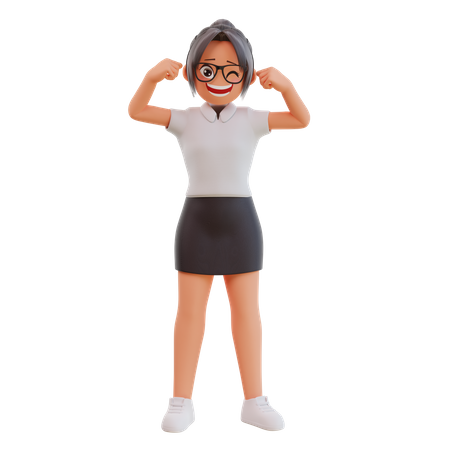 Young businesswoman expressing Strong pose 3D Illustration
