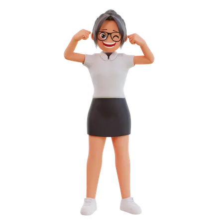 Young businesswoman expressing Strong pose 3D Illustration