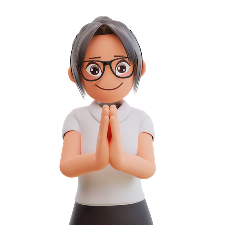Young businesswoman greeting  3D Icon