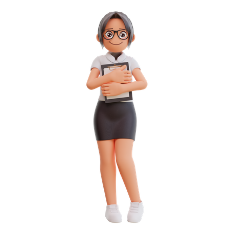 Young businesswoman holding document  3D Illustration