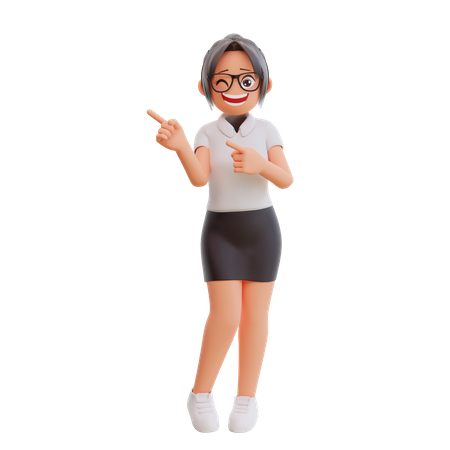 Young businesswoman pointing on side  3D Illustration