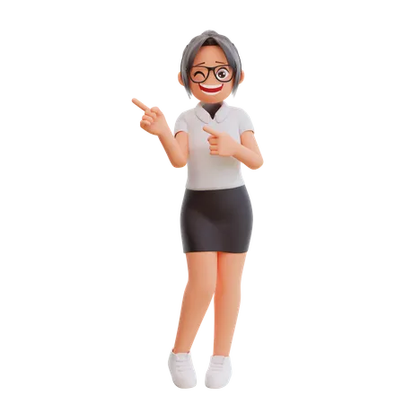 Young businesswoman pointing on side  3D Illustration