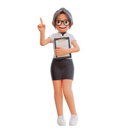 Young businesswoman raising one finger  3D Icon