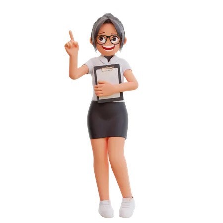 Young businesswoman raising one finger  3D Illustration