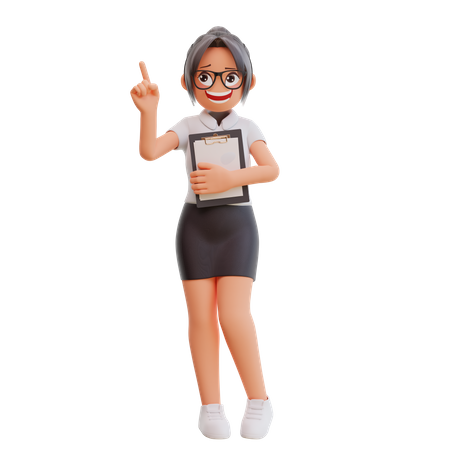 Young businesswoman raising one finger 3D Illustration