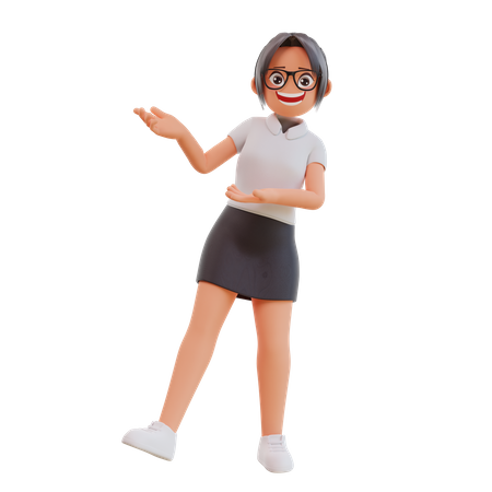 Young businesswoman showing something  3D Illustration