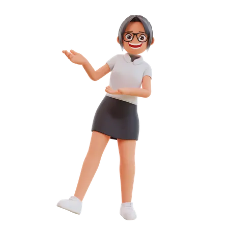 Young businesswoman showing something  3D Illustration