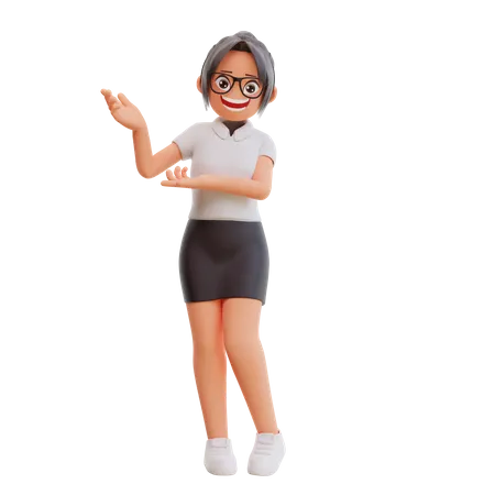 Young businesswoman showing something 3D Illustration