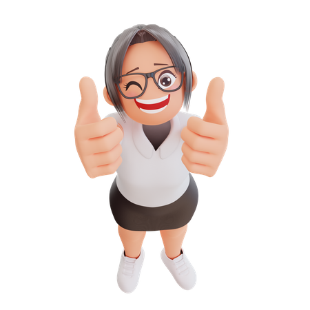 Young businesswoman showing thumb up sign  3D Icon