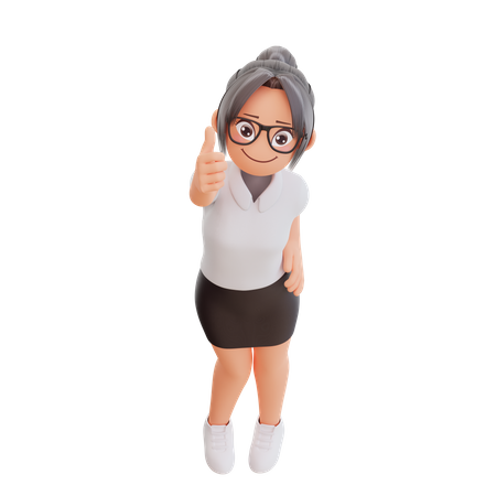 Young businesswoman showing thumbs up  3D Icon