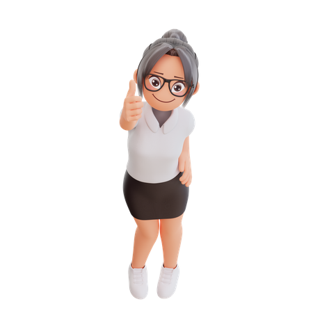 Young businesswoman showing thumbs up 3D Illustration