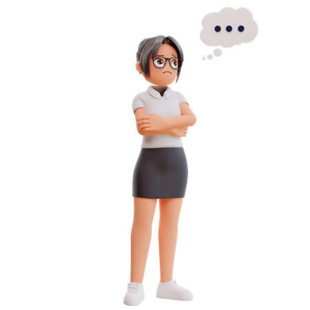 Young Businesswoman Thinking About Something  3D Illustration