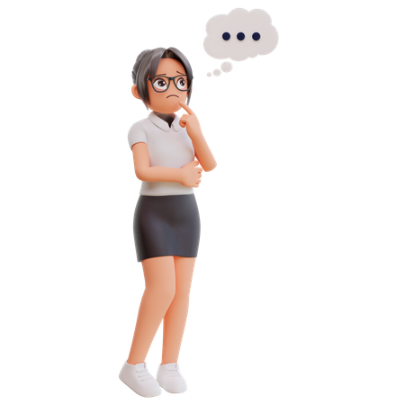Young businesswoman thinking something  3D Icon