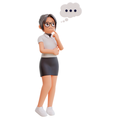 Young businesswoman thinking something 3D Illustration