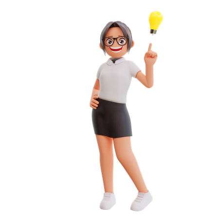 Young businesswoman with idea  3D Illustration