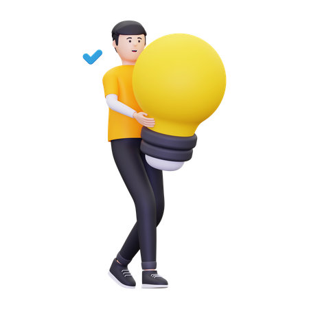 Young Carrying Bulb  3D Icon